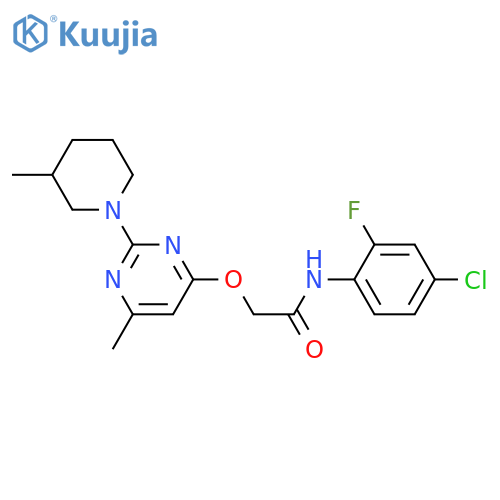 N-(4-chloro-2-fluorophenyl)-2-{[6-methyl-2-(3-methylpiperidin-1-yl)pyrimidin-4-yl]oxy}acetamide structure