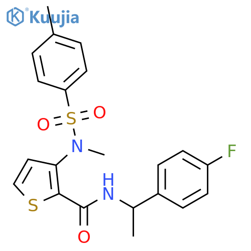 N-[1-(4-fluorophenyl)ethyl]-3-(N-methyl4-methylbenzenesulfonamido)thiophene-2-carboxamide structure