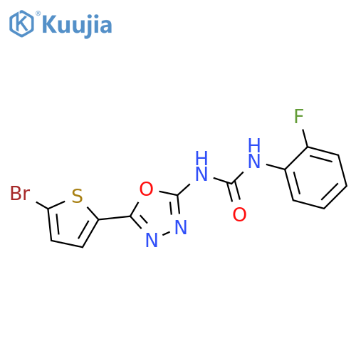 3-5-(5-bromothiophen-2-yl)-1,3,4-oxadiazol-2-yl-1-(2-fluorophenyl)urea structure