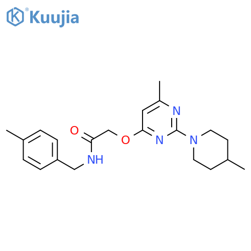 2-{[6-methyl-2-(4-methylpiperidin-1-yl)pyrimidin-4-yl]oxy}-N-[(4-methylphenyl)methyl]acetamide structure