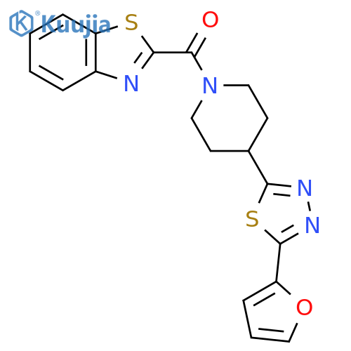 2-{4-[5-(furan-2-yl)-1,3,4-thiadiazol-2-yl]piperidine-1-carbonyl}-1,3-benzothiazole structure