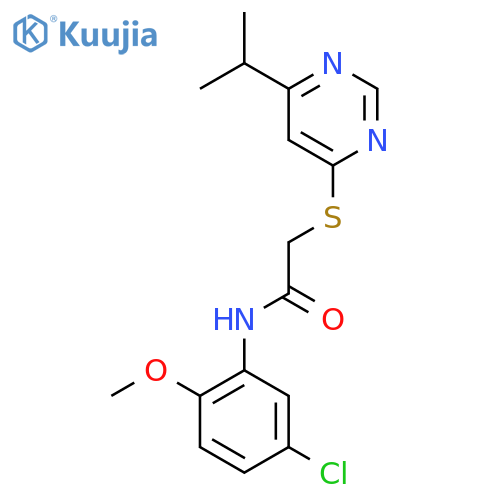 N-(5-chloro-2-methoxyphenyl)-2-{6-(propan-2-yl)pyrimidin-4-ylsulfanyl}acetamide structure