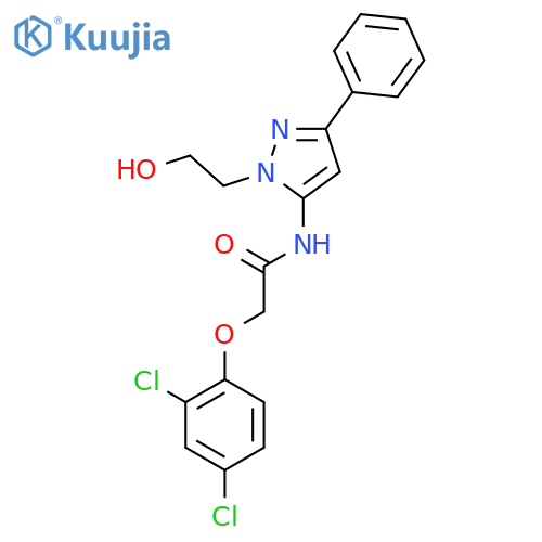 2-(2,4-dichlorophenoxy)-N-1-(2-hydroxyethyl)-3-phenyl-1H-pyrazol-5-ylacetamide structure