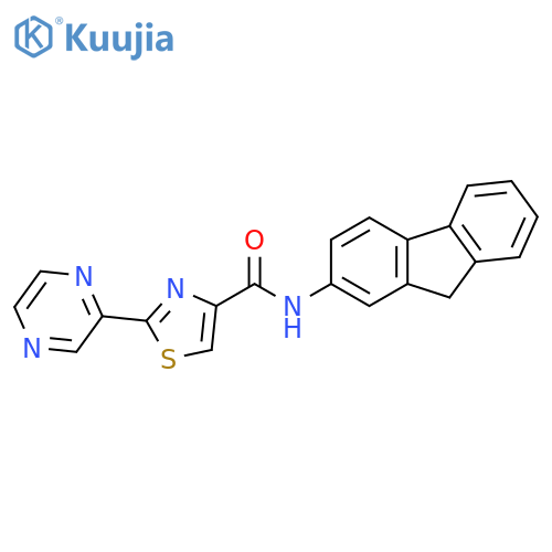 N-(9H-fluoren-2-yl)-2-(pyrazin-2-yl)-1,3-thiazole-4-carboxamide structure