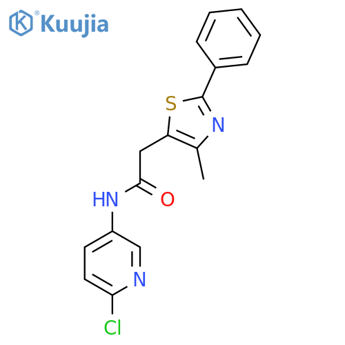 N-(6-chloropyridin-3-yl)-2-(4-methyl-2-phenyl-1,3-thiazol-5-yl)acetamide structure