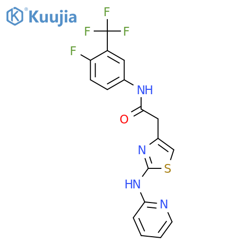 N-4-fluoro-3-(trifluoromethyl)phenyl-2-{2-(pyridin-2-yl)amino-1,3-thiazol-4-yl}acetamide structure