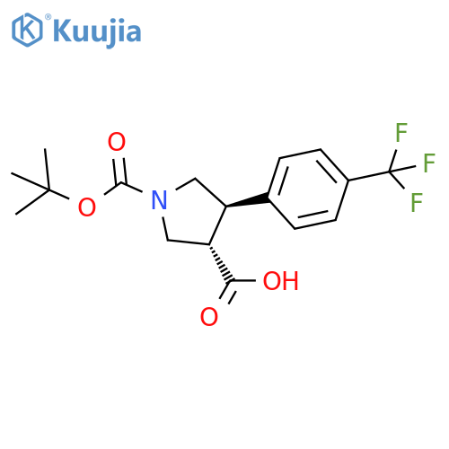 (3S,4R)-1-tert-butoxycarbonyl-4-[4-(trifluoromethyl)phenyl]pyrrolidine-3-carboxylic acid structure