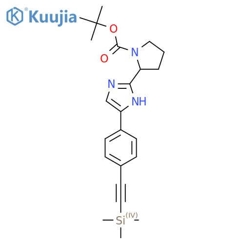 (S)-Tert-Butyl 2-(5-(4-((trimethylsilyl)ethynyl)phenyl)-1H-imidazol-2-yl)pyrrolidine-1-carboxylate structure
