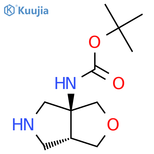 tert-butyl N-[(3aS,6aR)-hexahydro-1H-furo[3,4-c]pyrrol-3a-yl]carbamate structure