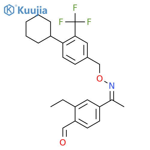 4-[(E)-N-[[4-cyclohexyl-3-(trifluoromethyl)phenyl]methoxy]-C-methylcarbonimidoyl]-2-ethylbenzaldehyde structure