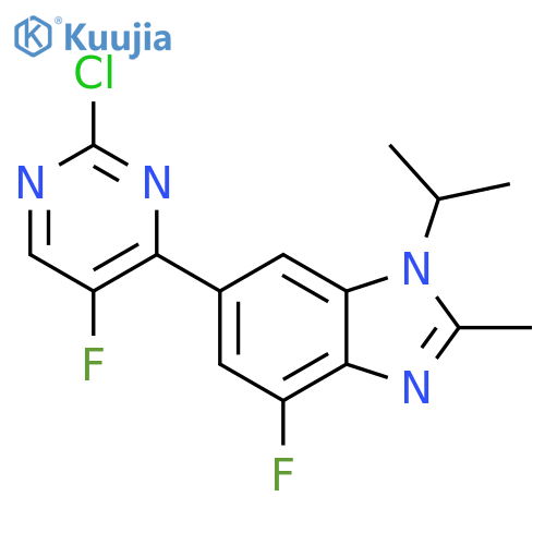 6-(2-chloro-5-fluoropyrimidin-4-yl)-4-fluoro-2-methyl-1-(propan-2-yl)-1H-1,3-benzodiazole structure