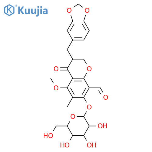 3',4',5,7-Tetrahydroxy-8-formyl-6-methylhomoisoflavanone; (R)-form, 3',4'-Methylene, 5-Me ether, 7-O-β-D-glucopyranoside structure