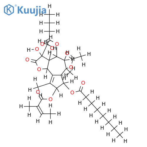 (3S,3aR,4S,6S,6aR,7S,8S,9bS)-6-(acetyloxy)-2,3,3a,4,5,6,6a,7,8,9b-decahydro-3,3a-dihydroxy-3,6,9-trimethyl-8-[[(2Z)-2-methyl-1-oxo-2-butenyl]oxy]-2-oxo-4-(1-oxobutoxy)azuleno[4,5-b]furan-7-yl ester structure