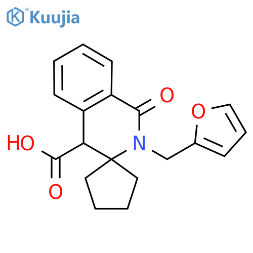 2'-(2-Furylmethyl)-1'-oxo-1',4'-dihydro-2'H-spirocyclopentane-1,3'-isoquinoline-4'-carboxylic acid structure