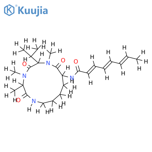 (2E,4E,6E)-cyclo-[(NMe-L-Ala)-(NMe-L-Val)-(Nalpha-octa-2,4,6-trienoyl-L-Lys)] structure