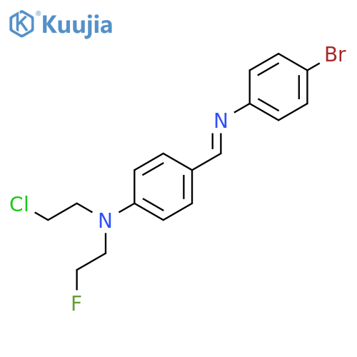 Benzenamine,4-[[(4-bromophenyl)imino]methyl]-N-(2-chloroethyl)-N-(2-fluoroethyl)- structure