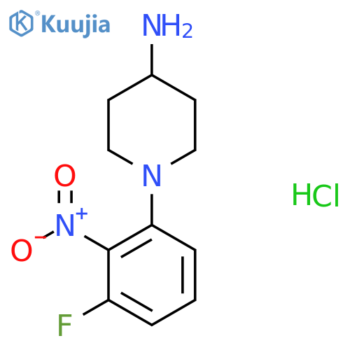 1-(3-Fluoro-2-nitrophenyl)piperidin-4-amine hydrochloride structure