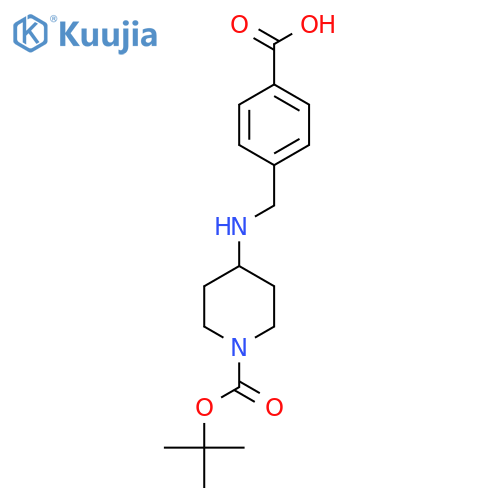 4-[{1-(Tert-Butoxycarbonyl)piperidin-4-ylamino}methyl]benzoic acid structure