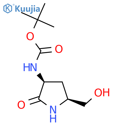 tert-butyl N-[cis-5-(hydroxymethyl)-2-oxo-pyrrolidin-3-yl]carbamate structure