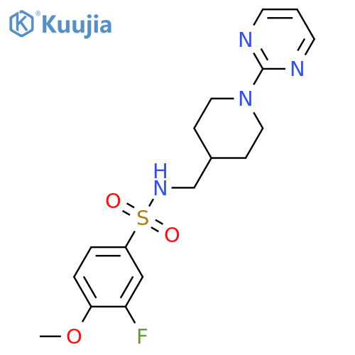 3-fluoro-4-methoxy-N-{1-(pyrimidin-2-yl)piperidin-4-ylmethyl}benzene-1-sulfonamide structure