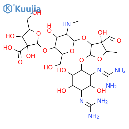 D-Streptamine,O-2-C-carboxypentofuranosyl-(1&reg;4)-O-2-deoxy-2-(methylamino)-a-L-glucopyranosyl-(1&reg;2)-O-5-deoxy-3-C-formyl-a-L-lyxofuranosyl-(1&reg;4)-N,N'-bis(aminoiminomethyl)- (9CI) structure