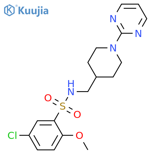 5-chloro-2-methoxy-N-{1-(pyrimidin-2-yl)piperidin-4-ylmethyl}benzene-1-sulfonamide structure