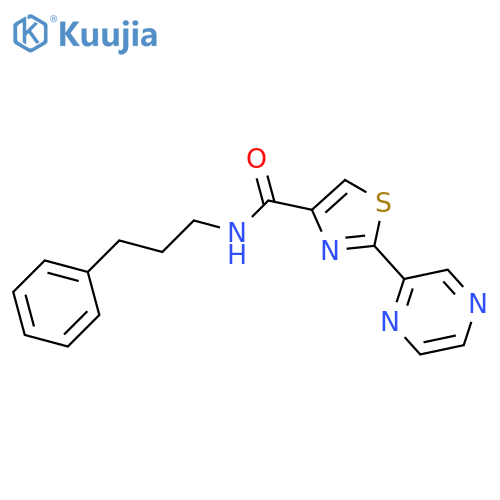 N-(3-phenylpropyl)-2-(pyrazin-2-yl)-1,3-thiazole-4-carboxamide structure