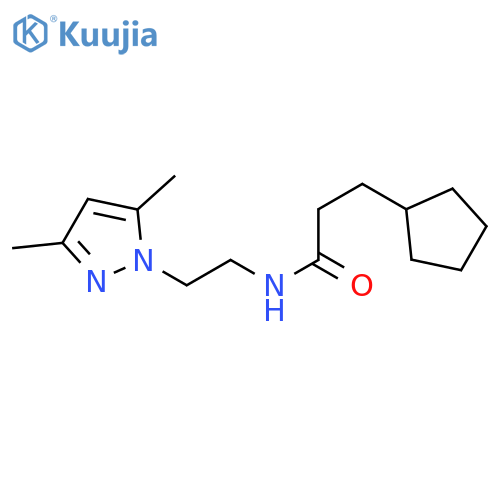 3-cyclopentyl-N-2-(3,5-dimethyl-1H-pyrazol-1-yl)ethylpropanamide structure