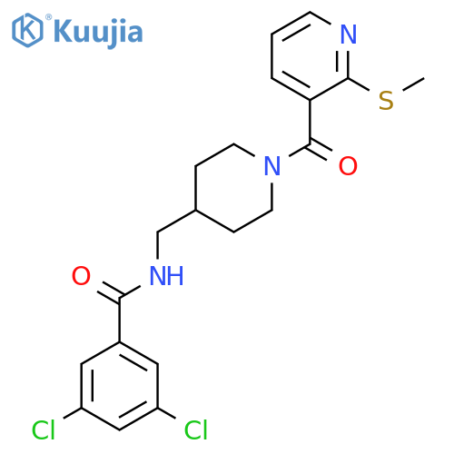 3,5-dichloro-N-({1-2-(methylsulfanyl)pyridine-3-carbonylpiperidin-4-yl}methyl)benzamide structure