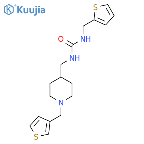 3-(thiophen-2-yl)methyl-1-({1-(thiophen-3-yl)methylpiperidin-4-yl}methyl)urea structure