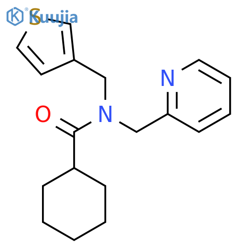 N-(pyridin-2-yl)methyl-N-(thiophen-3-yl)methylcyclohexanecarboxamide structure