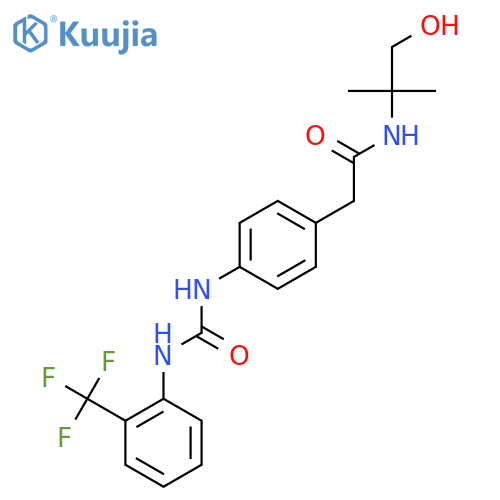 N-(1-hydroxy-2-methylpropan-2-yl)-2-4-({2-(trifluoromethyl)phenylcarbamoyl}amino)phenylacetamide structure