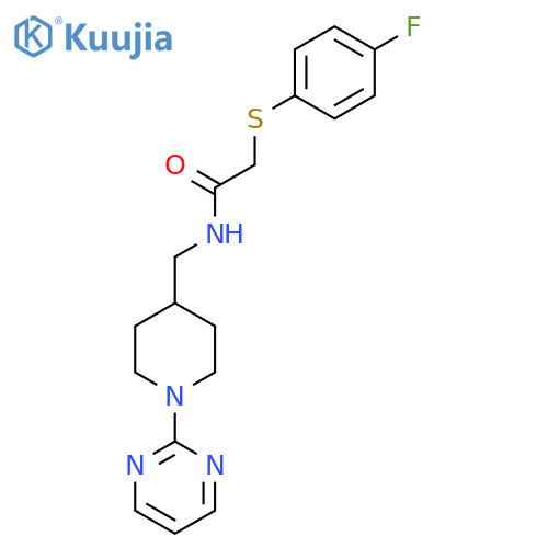 2-(4-fluorophenyl)sulfanyl-N-{1-(pyrimidin-2-yl)piperidin-4-ylmethyl}acetamide structure