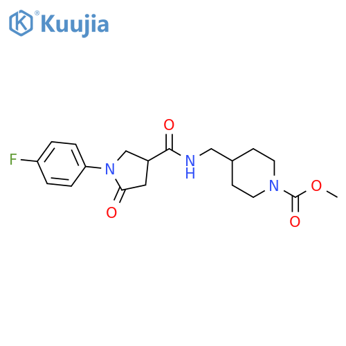 methyl 4-({1-(4-fluorophenyl)-5-oxopyrrolidin-3-ylformamido}methyl)piperidine-1-carboxylate structure