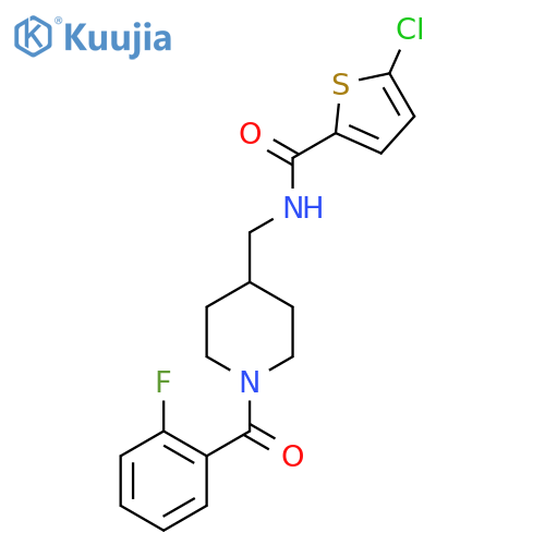 5-chloro-N-{[1-(2-fluorobenzoyl)piperidin-4-yl]methyl}thiophene-2-carboxamide structure
