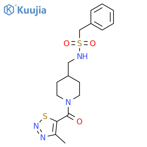 N-{1-(4-methyl-1,2,3-thiadiazole-5-carbonyl)piperidin-4-ylmethyl}-1-phenylmethanesulfonamide structure