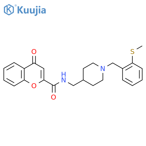 N-(1-{2-(methylsulfanyl)phenylmethyl}piperidin-4-yl)methyl-4-oxo-4H-chromene-2-carboxamide structure