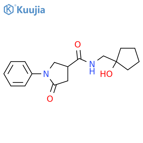 N-(1-hydroxycyclopentyl)methyl-5-oxo-1-phenylpyrrolidine-3-carboxamide structure