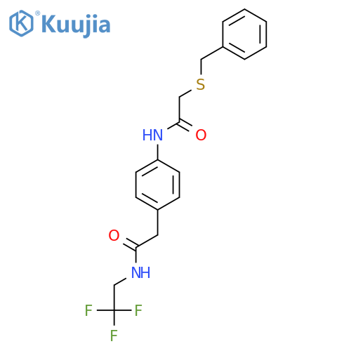 2-(benzylsulfanyl)-N-(4-{(2,2,2-trifluoroethyl)carbamoylmethyl}phenyl)acetamide structure