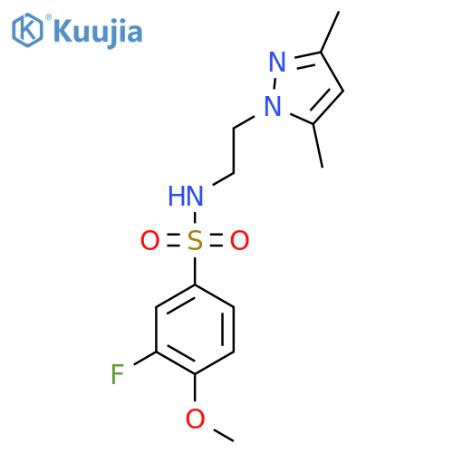 N-2-(3,5-dimethyl-1H-pyrazol-1-yl)ethyl-3-fluoro-4-methoxybenzene-1-sulfonamide structure