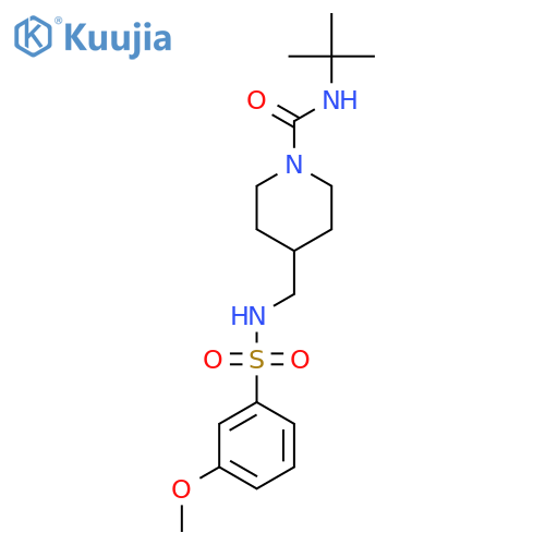 N-tert-butyl-4-(3-methoxybenzenesulfonamido)methylpiperidine-1-carboxamide structure