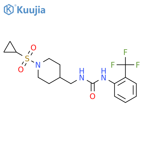3-{1-(cyclopropanesulfonyl)piperidin-4-ylmethyl}-1-2-(trifluoromethyl)phenylurea structure