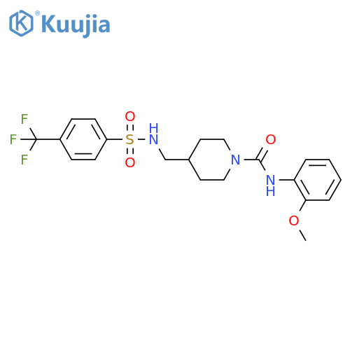 N-(2-methoxyphenyl)-4-{4-(trifluoromethyl)benzenesulfonamidomethyl}piperidine-1-carboxamide structure