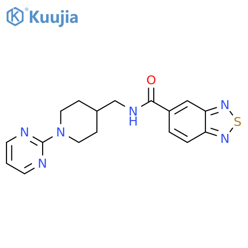 N-{1-(pyrimidin-2-yl)piperidin-4-ylmethyl}-2,1,3-benzothiadiazole-5-carboxamide structure