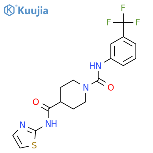 N4-(1,3-thiazol-2-yl)-N1-3-(trifluoromethyl)phenylpiperidine-1,4-dicarboxamide structure