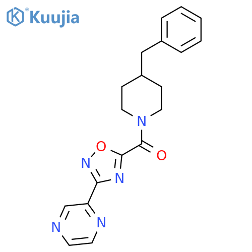 2-5-(4-benzylpiperidine-1-carbonyl)-1,2,4-oxadiazol-3-ylpyrazine structure