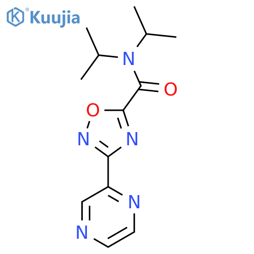 N,N-bis(propan-2-yl)-3-(pyrazin-2-yl)-1,2,4-oxadiazole-5-carboxamide structure
