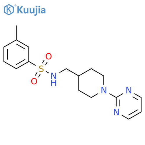 3-methyl-N-{[1-(pyrimidin-2-yl)piperidin-4-yl]methyl}benzene-1-sulfonamide structure