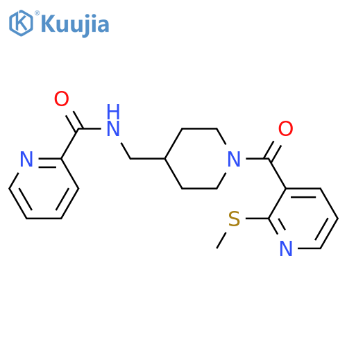 N-({1-2-(methylsulfanyl)pyridine-3-carbonylpiperidin-4-yl}methyl)pyridine-2-carboxamide structure