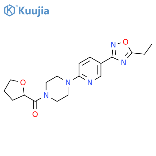 1-5-(5-ethyl-1,2,4-oxadiazol-3-yl)pyridin-2-yl-4-(oxolane-2-carbonyl)piperazine structure